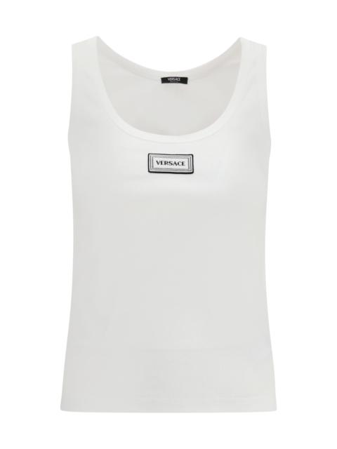 VERSACE Versace Cotton Rib Stretch Tank Top Optical White