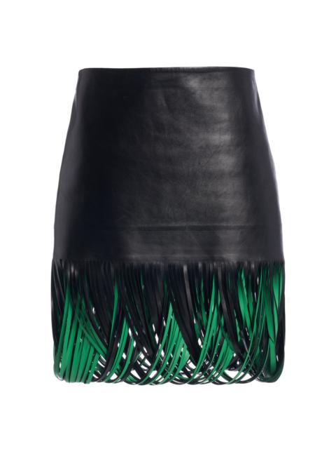 Bottega Veneta Fringe-Trimmed Leather Mini Skirt multi