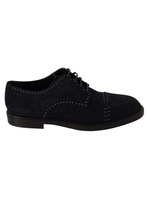 Dolce & Gabbana Dolce & Gabbana Blue Suede Leather Derby Studded Shoes