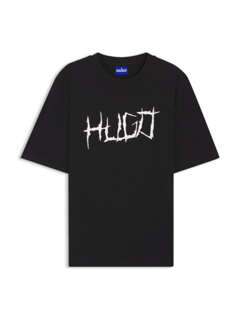 HUGO LOGO-ARTWORK T-SHIRT IN COTTON JERSEY