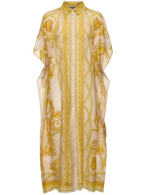 VERSACE Printed cotton & silk beach robe