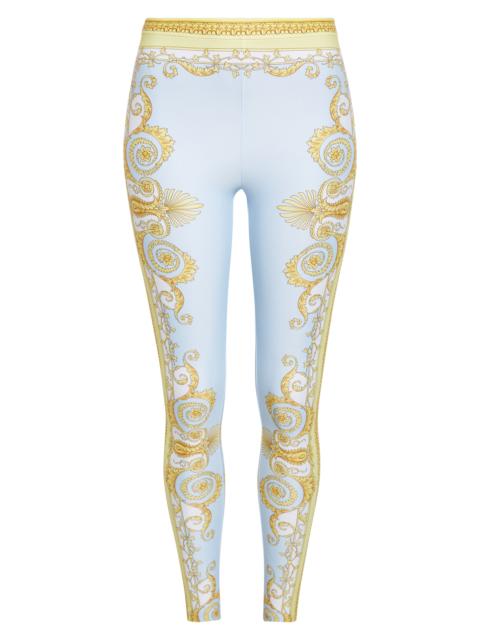 VERSACE Versace Barocco Print Leggings in Pale Yellow Pastel Blue at Nordstrom