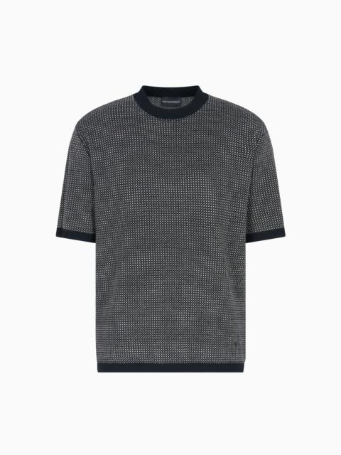 EMPORIO ARMANI VIRGIN-WOOL JUMPER WITH TWO-TONE JACQUARD MICRO MOTIF