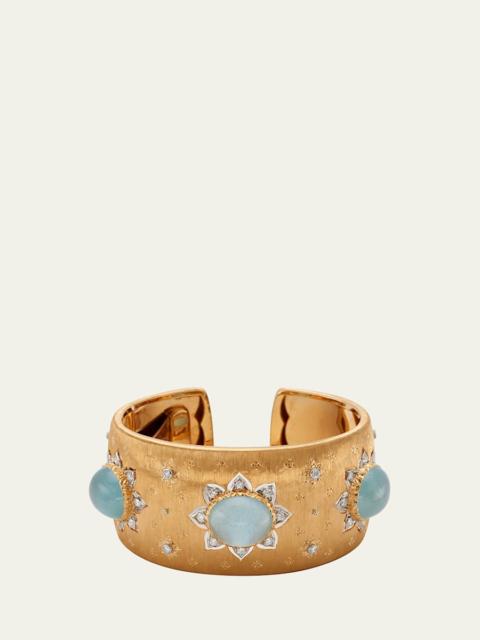 Buccellati Macri Color Bangle with Aquamarine and Diamonds