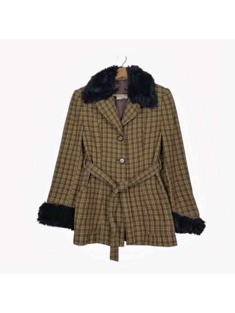 Other Designers Other - Spazio Jeans Plaid Wool Fur Jacket