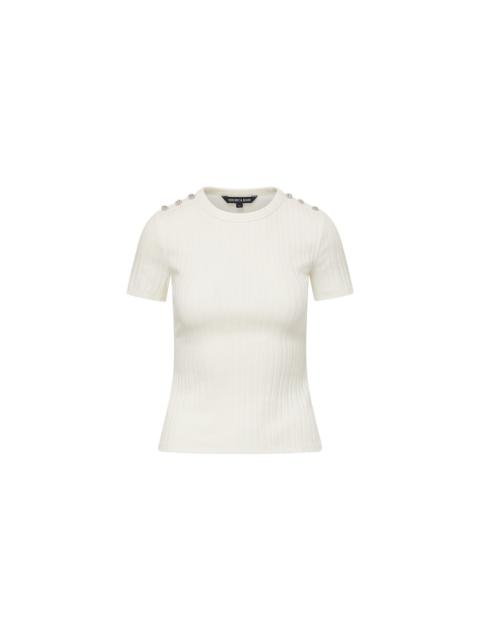 VERONICA BEARD DRAYA RHINESTONE-BUTTON TEE