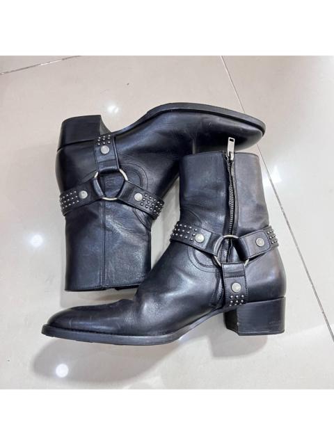 SAINT LAURENT SAINT LAURENT STUDDED WYATT HARNESS BOOTS - IT39.5