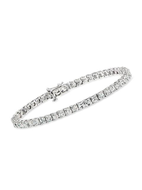 Other Designers Brilliant Diamond 10 Carat Asscher Cut Lab Grown Diamond Tennis Bracelet in 14K White Gold, G Color,