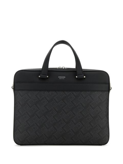 FERRAGAMO Printed canvas briefcase
