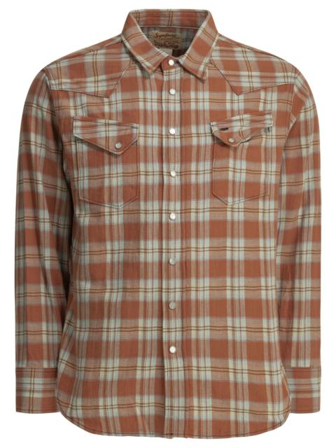 SUGAR CANE Sugar Cane Casual Plaid Shirt Orange