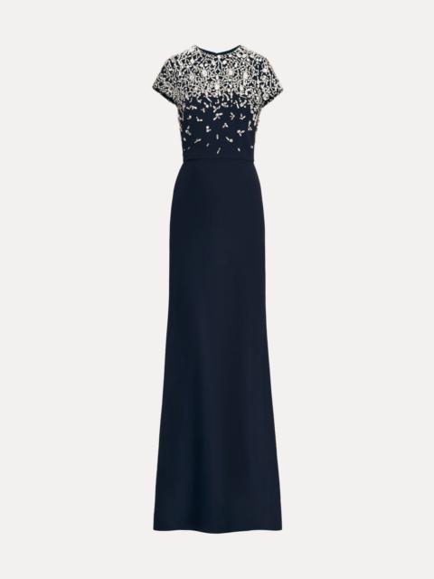 Oscar de la Renta MOSAIC CRYSTAL EMBROIDERED CADY GOWN