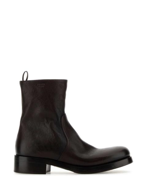 Prada Prada Women Dark Brown Leather Ankle Boots