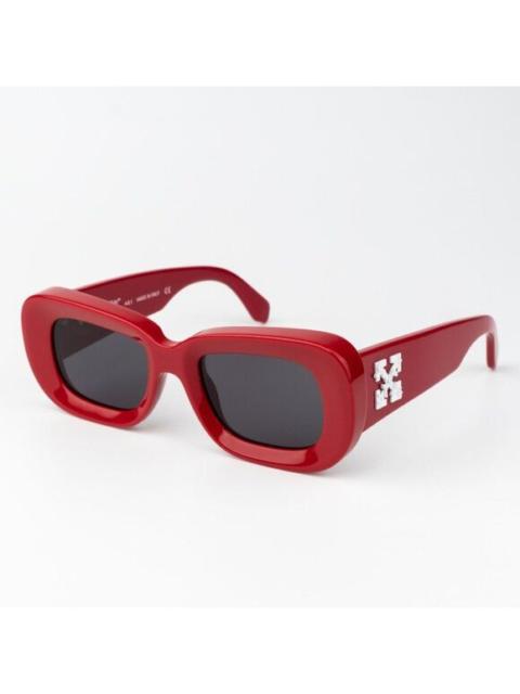 Off-White NEW Off-White CARRARA 507 Red Dark Grey Unisex Rectangular Sunglasses