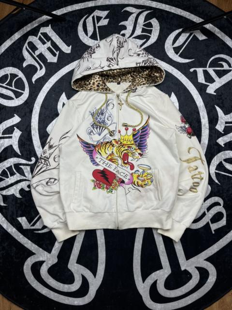 Other Designers If Six Was Nine - LGB IfSixWasNine Ed Hardy Style Leopard Fur Faux Zip Hoodie