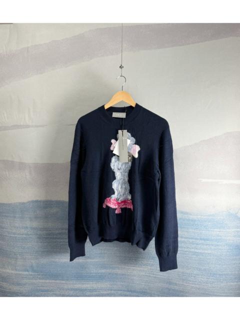 Dior Dior navy blue cashmere knit sweater with cartoon bear design