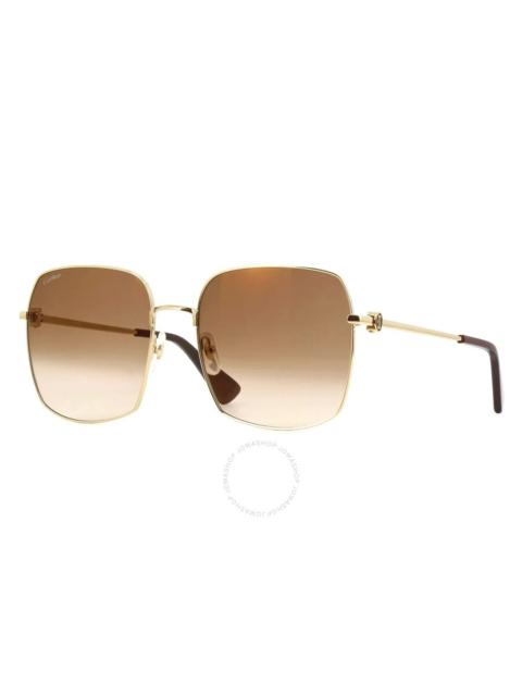 Cartier Trinity Brown Gradient with Gold Flash Mirror Square Ladies Sunglasses CT0401S 002 60