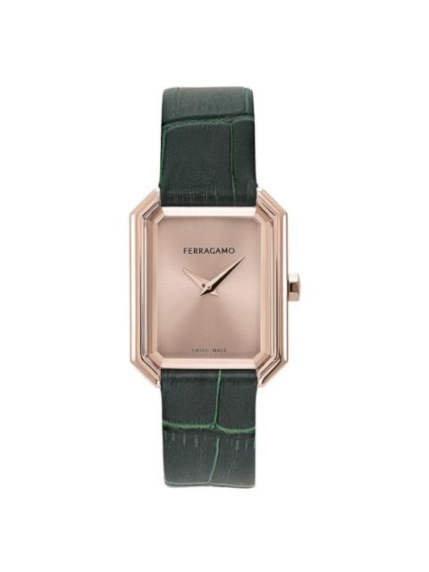 FERRAGAMO Ferragamo Crystal Tank Quartz Rose Gold Dial Ladies Watch SFS800224