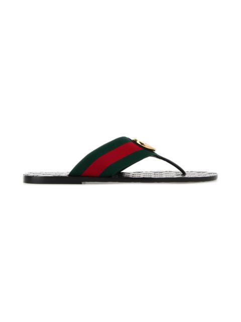 GUCCI Embroidered Fabric Thong Slippers