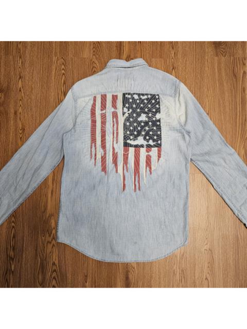 Vintage Ralph Lauren Patch American Flag Chambray Shirt