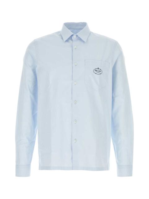 Prada Prada Men Pastel Light Blue Poplin Shirt