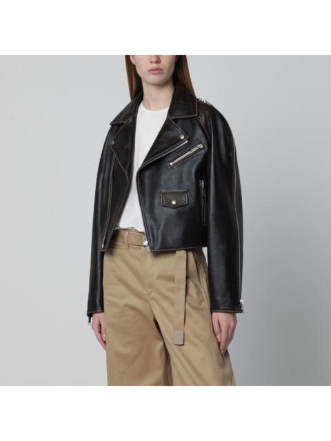 HALFBOY®️ Halfboy Oversized Dark Brown Leather Biker Jacket Women