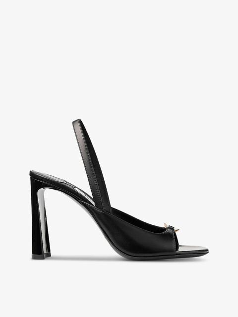 JIMMY CHOO Lev 95 diamond-link leather heeled sandals