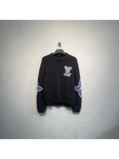 Louis Vuitton Louis Vuitton FW24 knit sweater with logo and Monogram flower jacquard pattern