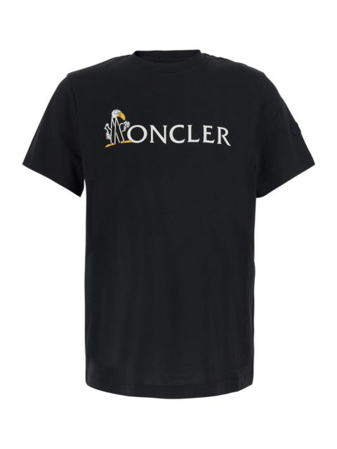 Moncler Moncler Men Black T-Shirt With Logo On The Front And Logo Patch On The Sleeve In Cotton For Men