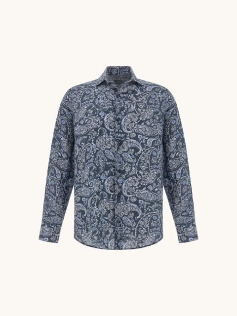 Paul & Shark LINEN SHIRT WITH SHARK PAISLEY PATTERN