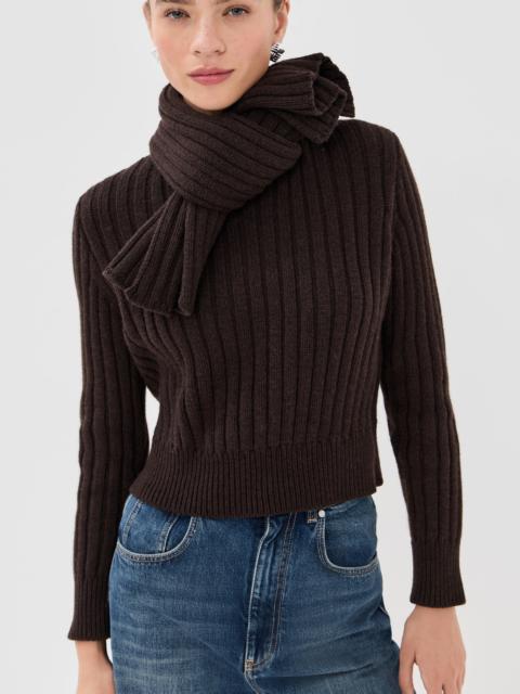 BRANDON MAXWELL The Ryan Ribbed Scarf Cashmere Sweater