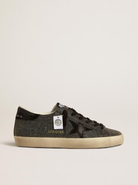 Golden Goose Women’s Super-Star in black Swarovski crystals with black suede star