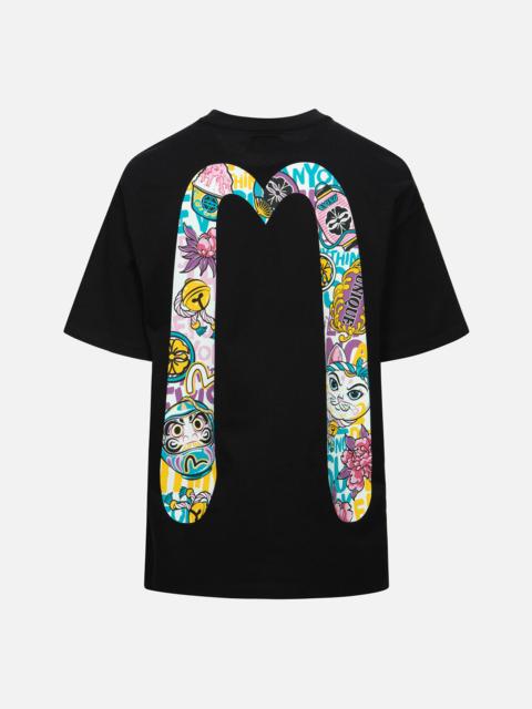 EVISU DARUMA AND FORTUNE CAT PRINT DAICOCK OVERSIZED T-SHIRT