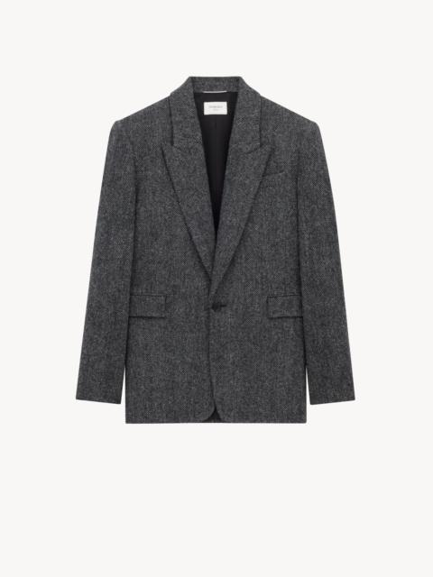SAINT LAURENT JACKET IN BRUSHED HERRINGBONE WOOL