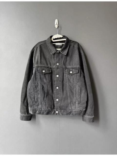 BALENCIAGA Balenciaga grey rhinestone diamond logo denim jacket