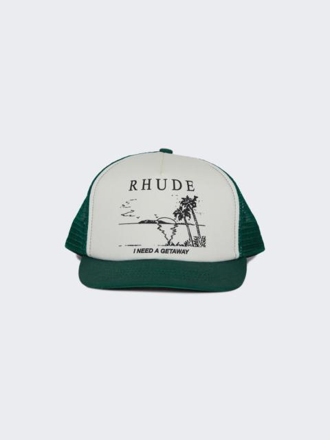 Rhude I Need A Getaway Trucker Hat Green And White