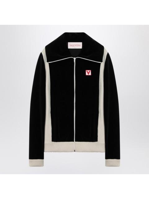 Valentino Valentino Black Chenille Sweatshirt With Chez Valentino Patch Men