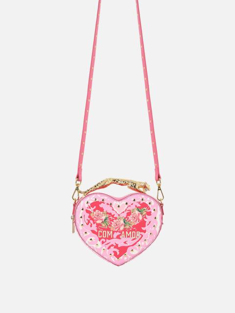 CAMILLA HEART CROSSBODY WITH LEOPARD HANDLE