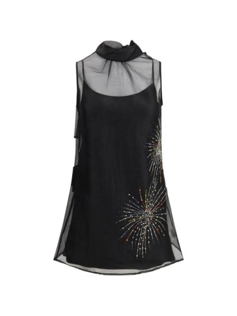 STAUD Albee beaded-detail high-neck mini dress