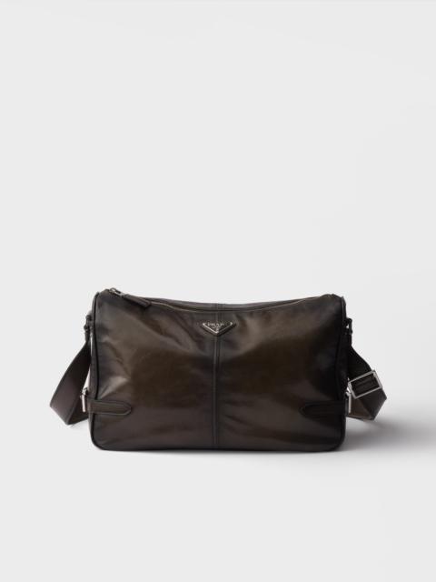 Prada Antiqued leather zipper shoulder bag