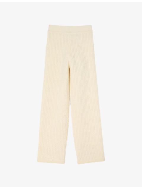 Sandro Cable-Knit High-Rise Wool-Blend Trousers