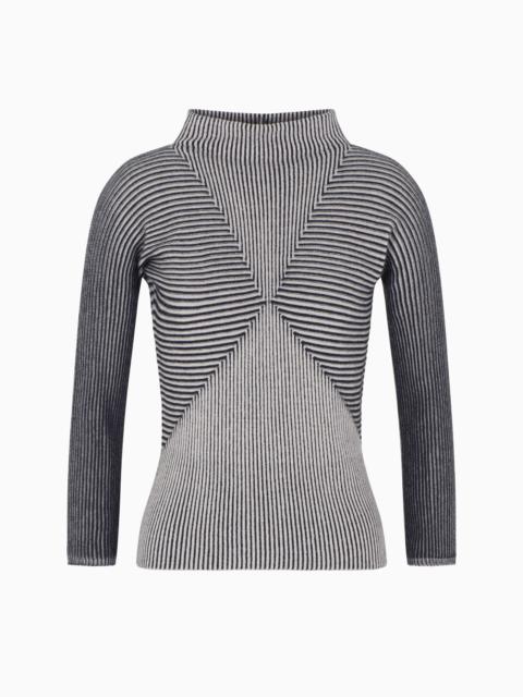 EMPORIO ARMANI JUMPER WITH STRIPED LINKS-STITCH DETAILS
