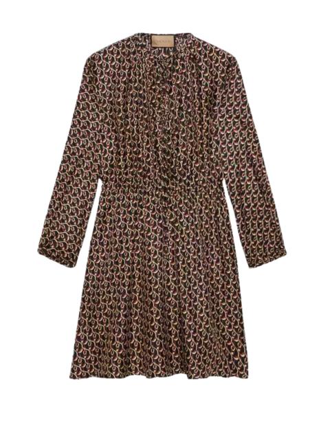 GUCCI Interlocking G Chain Print Silk Dress