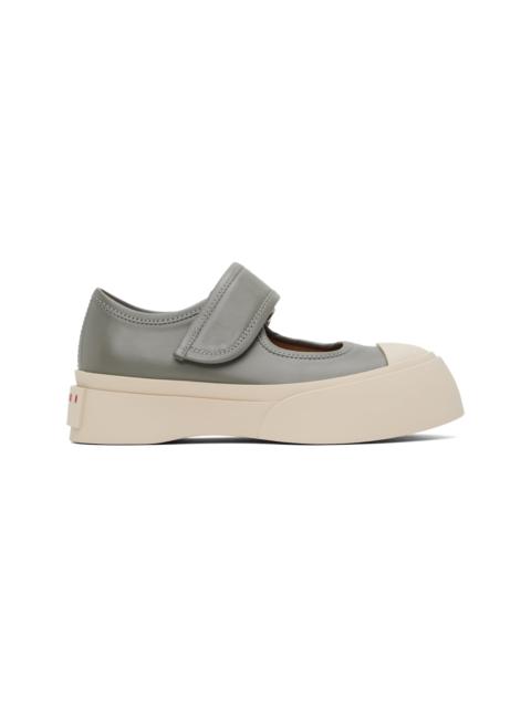 Marni Gray Leather Mary Jane Sneakers