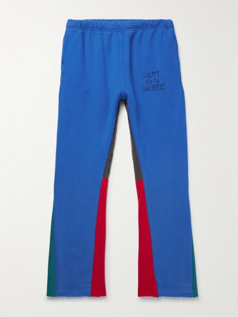 GALLERY DEPT. Flared Denim-Panelled Logo-Print Cotton-Jersey Sweatpants Blue