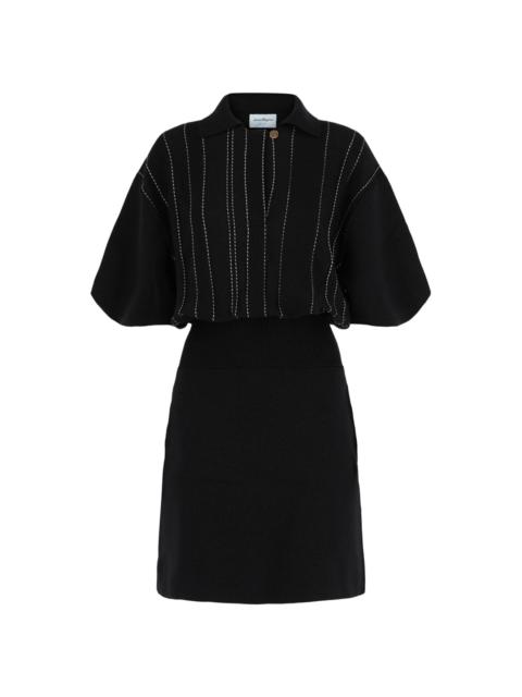 FERRAGAMO Ferragamo Contrast Stitch Knit Wool Dress