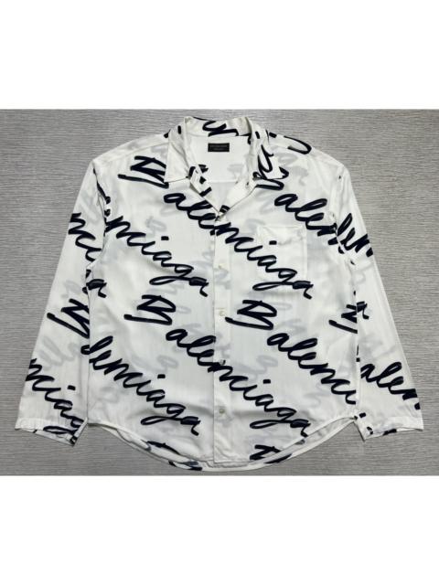BALENCIAGA Balenciaga - Scribble Logo Button Up Longsleeve Shirt