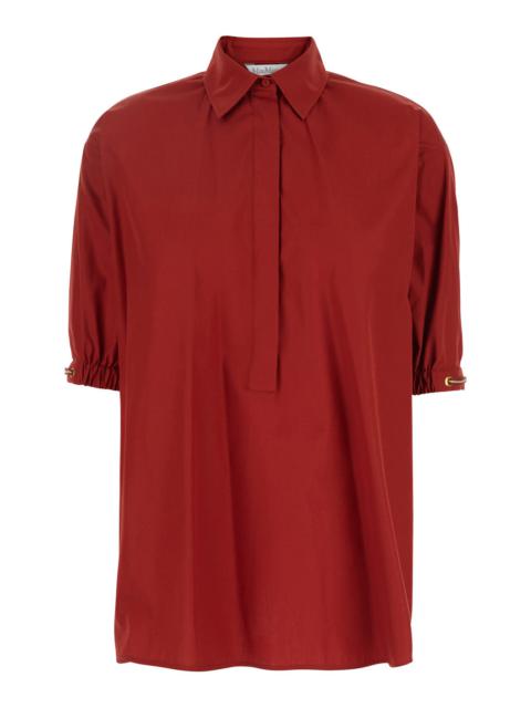 Max Mara Max Mara Women 'Teano' Red Shirt With Classic Collar And Short Sleeves With Drawstring In Cotton Wom
