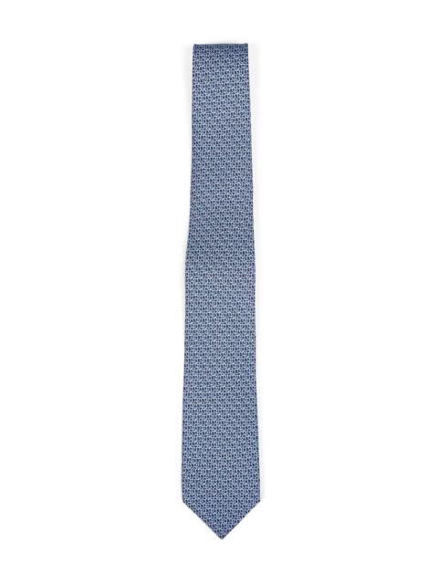 FERRAGAMO Ferragamo Men Navy Blue Gancini Silk Twill Cerchio Tie