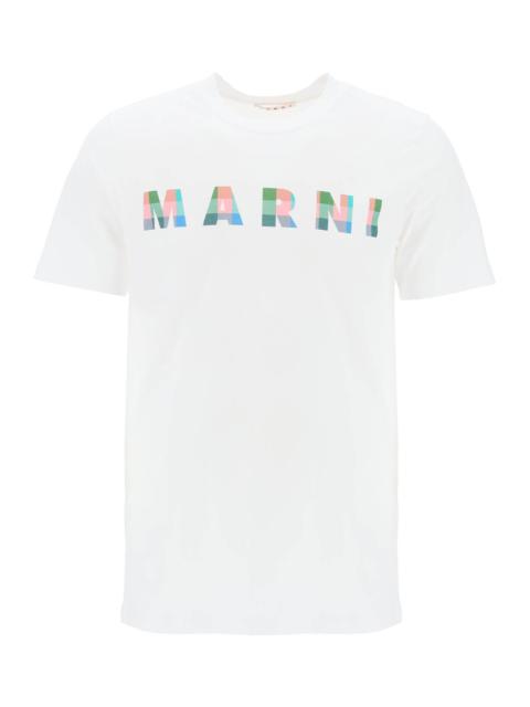 Marni T Shirt Con Logo A Quadretti