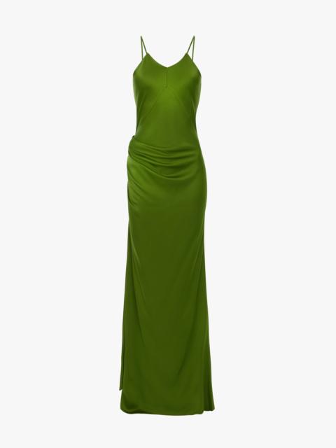 Victoria Beckham Draped Cami Floor-Length Dress In Algae
